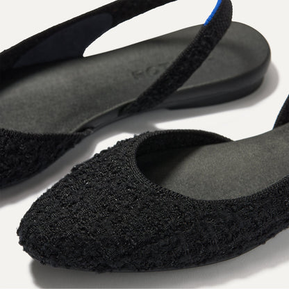 Rothys The Almond Slingback in Black Bouclé