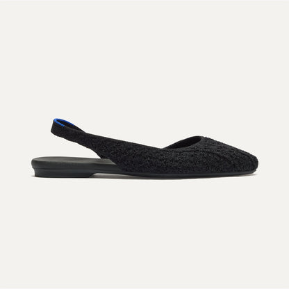 Rothys The Almond Slingback in Black Bouclé