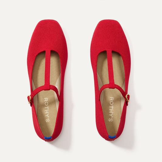 Rothys The T–Strap Mary Jane in Red Crisp