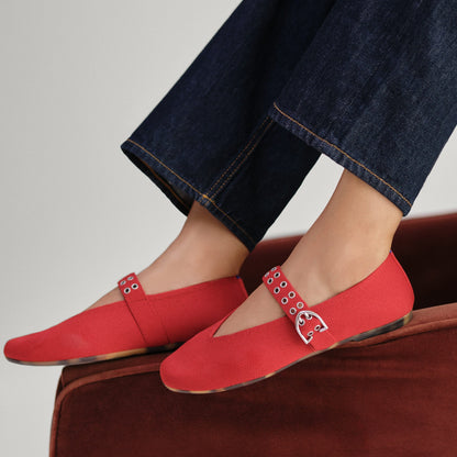 Rothys The Max Buckle Mary Jane in Cherry