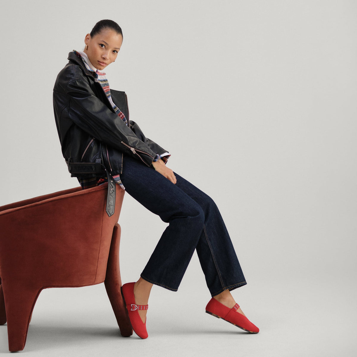 Rothys The Max Buckle Mary Jane in Cherry