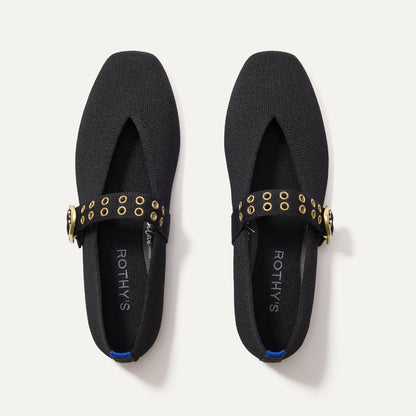 Rothys The Max Buckle Mary Jane in Black