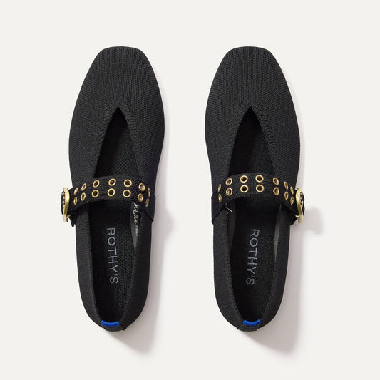 Rothys The Max Buckle Mary Jane in Black