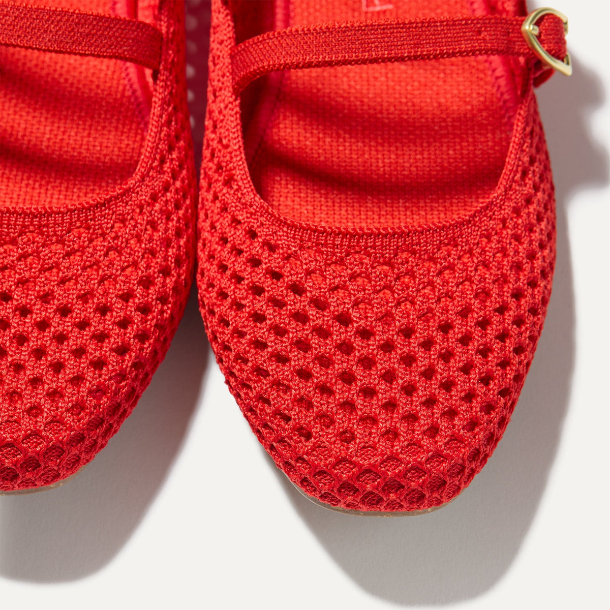 Rothys The Double Buckle Mary Jane in Bright Red Mesh