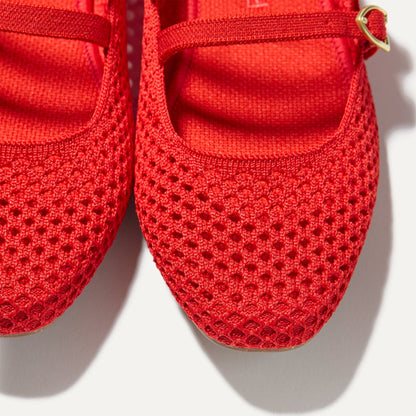 Rothys The Double Buckle Mary Jane in Bright Red Mesh