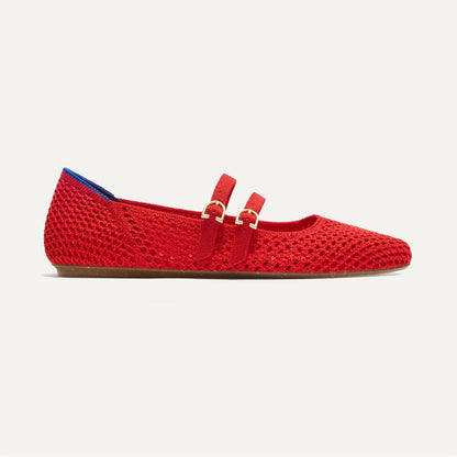 Rothys The Double Buckle Mary Jane in Bright Red Mesh