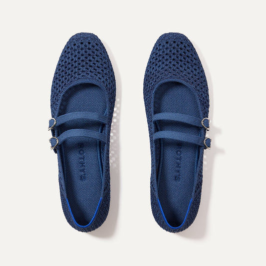 Rothys The Double Buckle Mary Jane in Blue Mesh