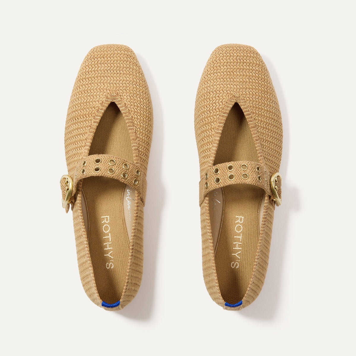 Rothys The Max Buckle Mary Jane in Tan Woven