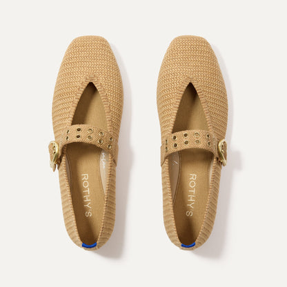 Rothys The Max Buckle Mary Jane in Tan Woven