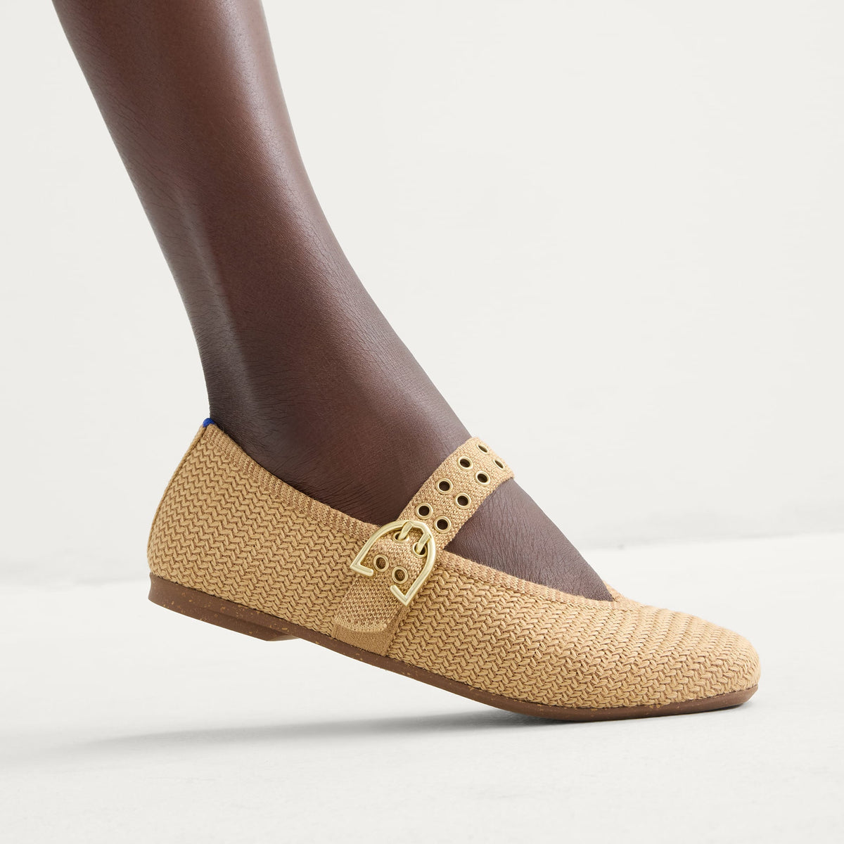 Rothys The Max Buckle Mary Jane in Tan Woven