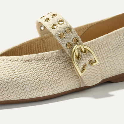 Rothys The Max Buckle Mary Jane in Cream Woven