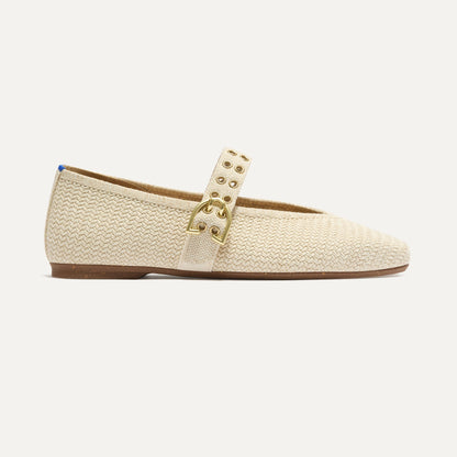 Rothys The Max Buckle Mary Jane in Cream Woven
