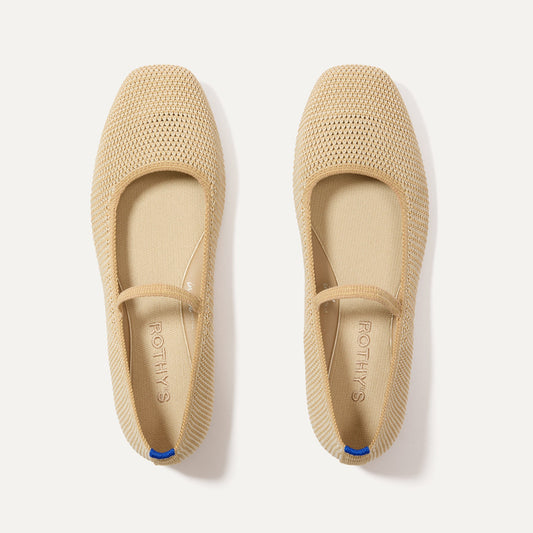 Rothys The Max Square Mary Jane in Cream Raffia Knit