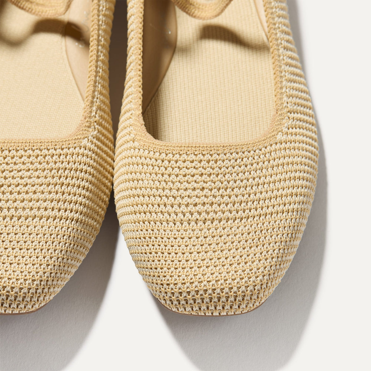 Rothys The Max Square Mary Jane in Cream Raffia Knit