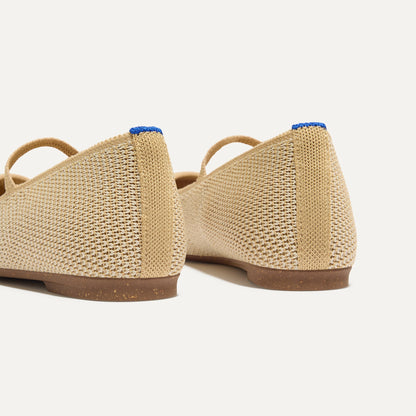 Rothys The Max Square Mary Jane in Cream Raffia Knit