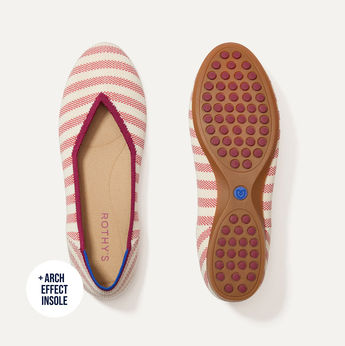 Rothys The Daily Flat in Coral Cabana Stripe