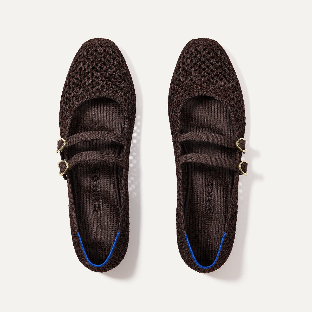Rothys The Double Buckle Mary Jane in Chocolate Mesh