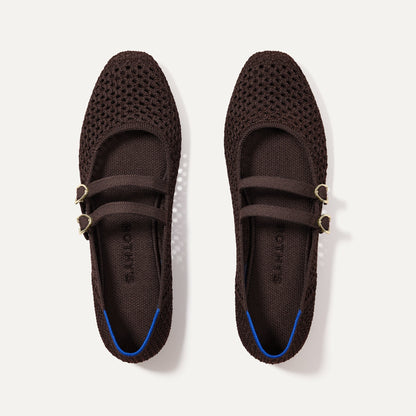 Rothys The Double Buckle Mary Jane in Chocolate Mesh