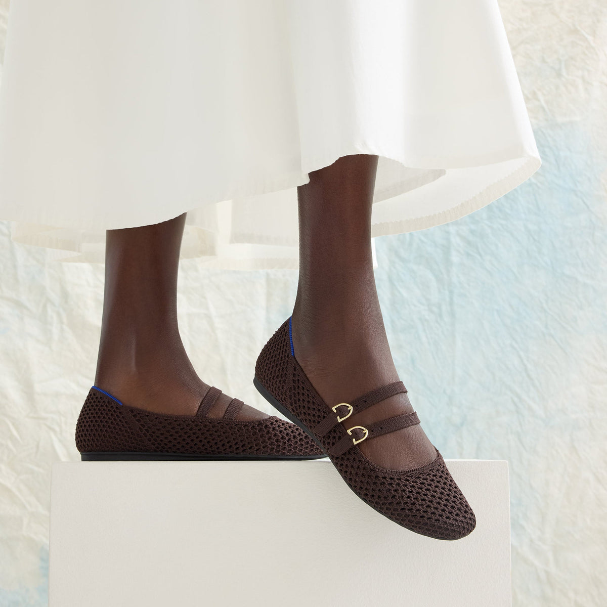Rothys The Double Buckle Mary Jane in Chocolate Mesh
