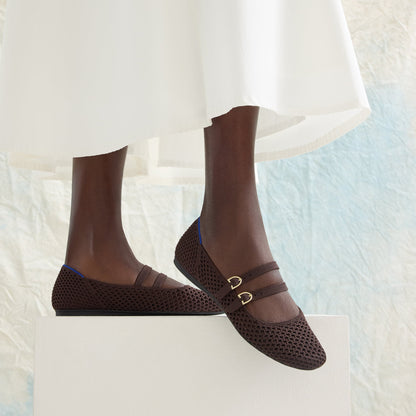 Rothys The Double Buckle Mary Jane in Chocolate Mesh