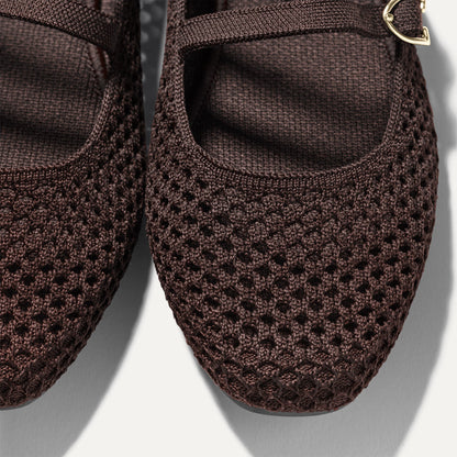Rothys The Double Buckle Mary Jane in Chocolate Mesh
