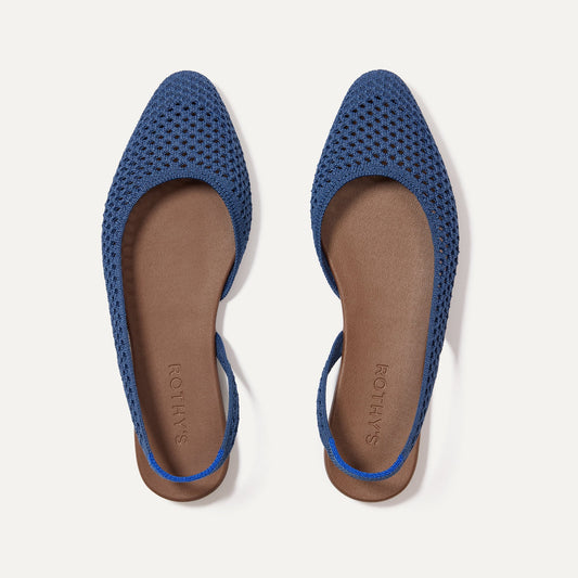 Rothys The Almond Slingback in Deep Sea Mesh