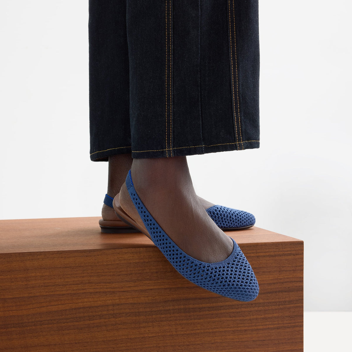 Rothys The Almond Slingback in Deep Sea Mesh
