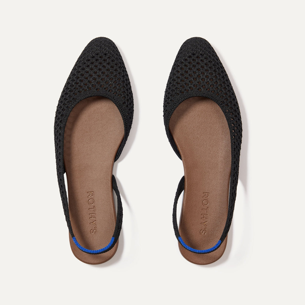 Rothys The Almond Slingback in Black Mesh
