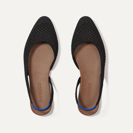 Rothys The Almond Slingback in Black Mesh