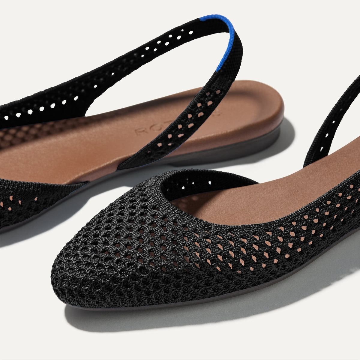 Rothys The Almond Slingback in Black Mesh