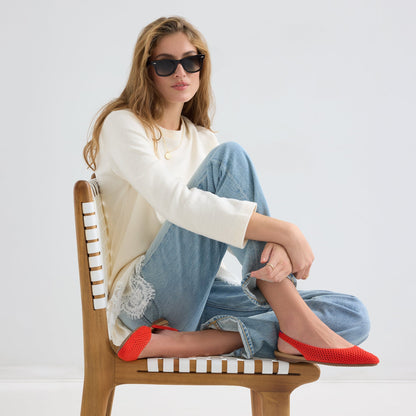 Rothys The Almond Slingback in Poppy Mesh
