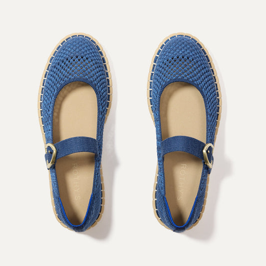 Rothys The Espadrille Mary Jane in Blue Breeze