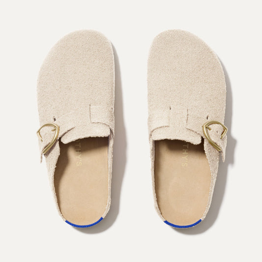 Rothys The Buckle Clog in Honeybun Bouclé