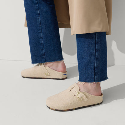 Rothys The Buckle Clog in Honeybun Bouclé