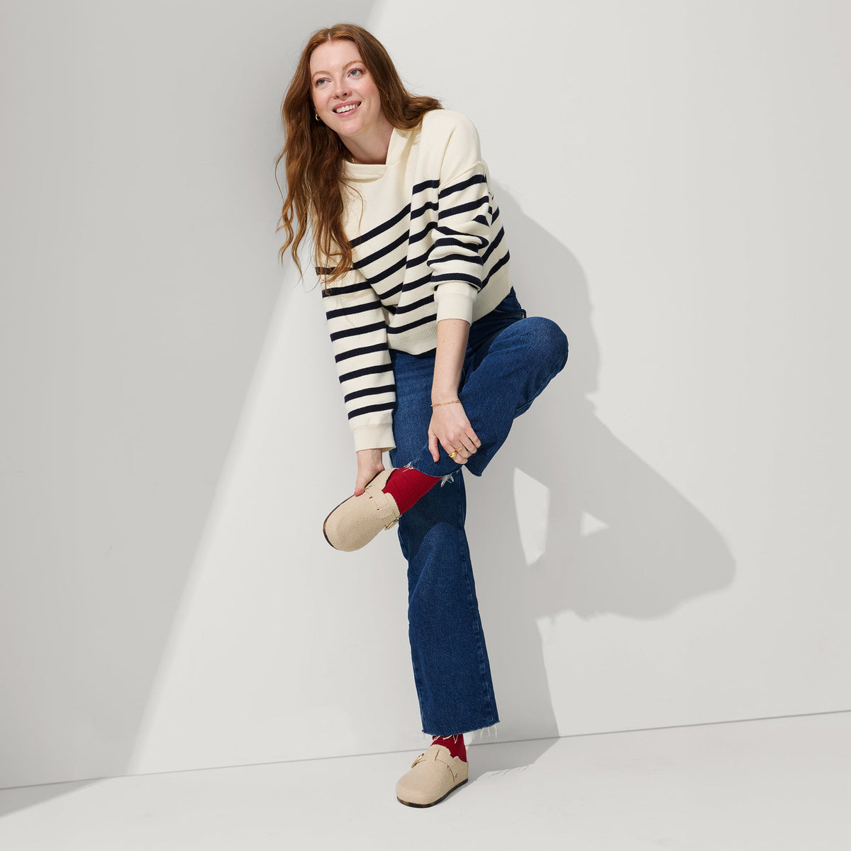 Rothys The Buckle Clog in Honeybun Bouclé