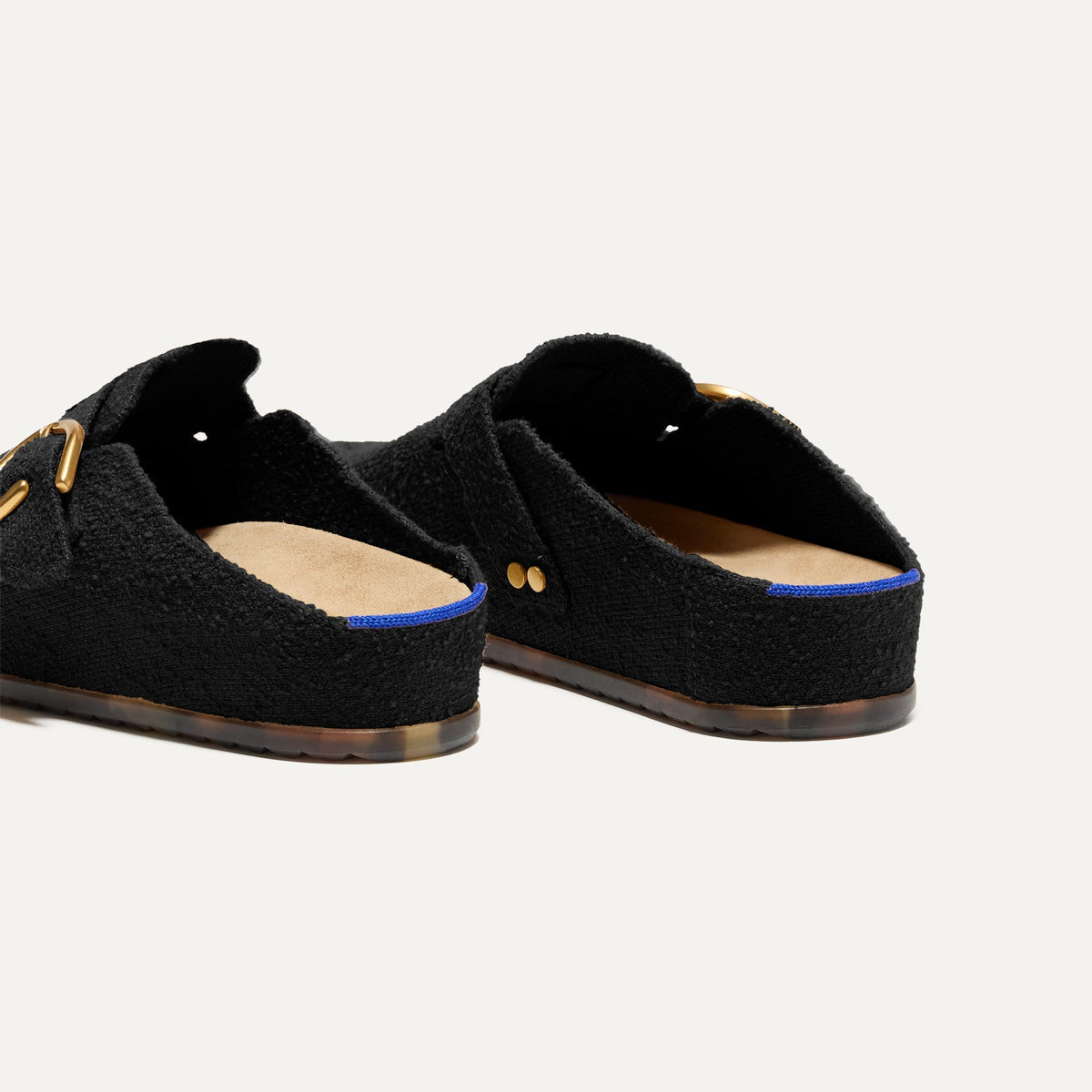 Rothys The Buckle Clog in Soft Black Bouclé
