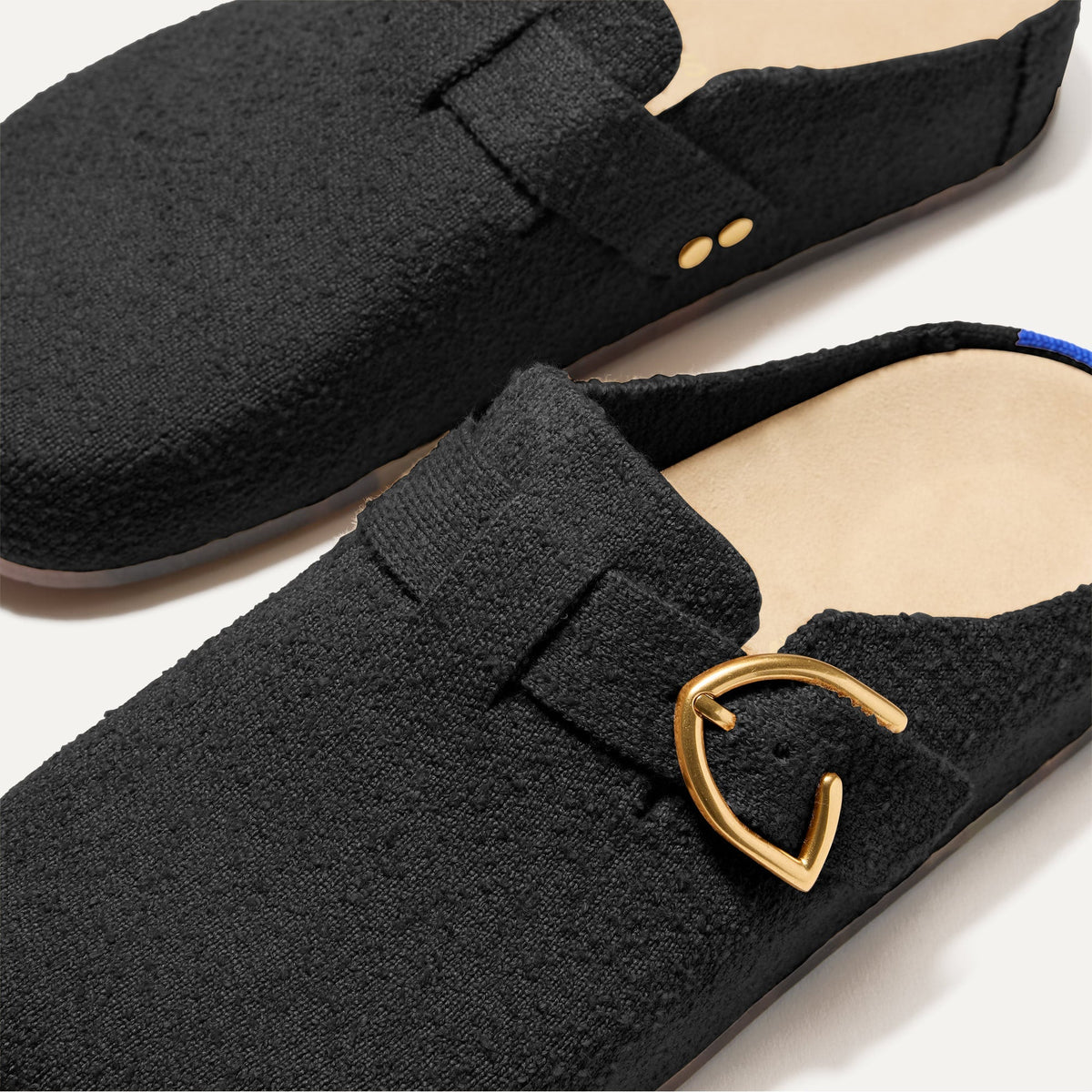 Rothys The Buckle Clog in Soft Black Bouclé