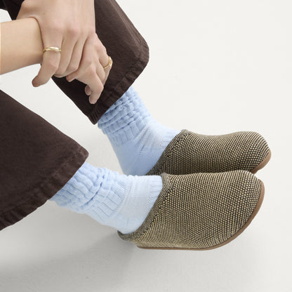 Rothys The Casual Clog in Toffee Raffia-Knit