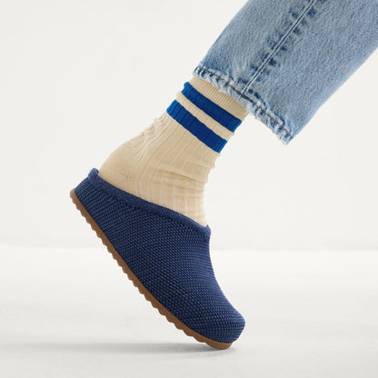 Rothys The Casual Clog in Blue Raffia-Knit