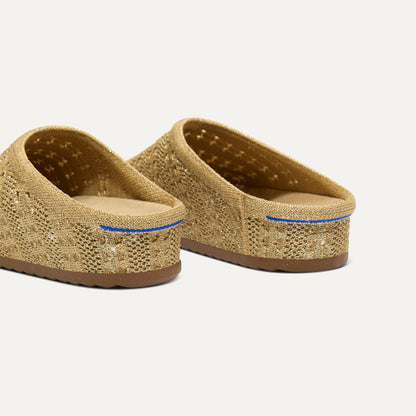 Rothys The Casual Clog in Metallic Golden Crochet