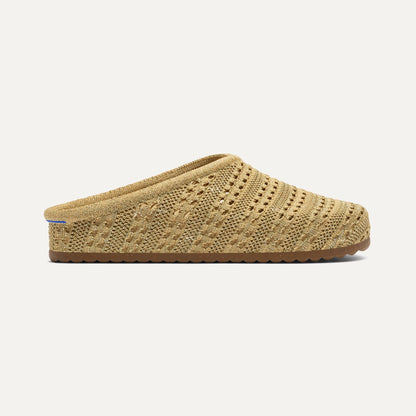 Rothys The Casual Clog in Metallic Golden Crochet