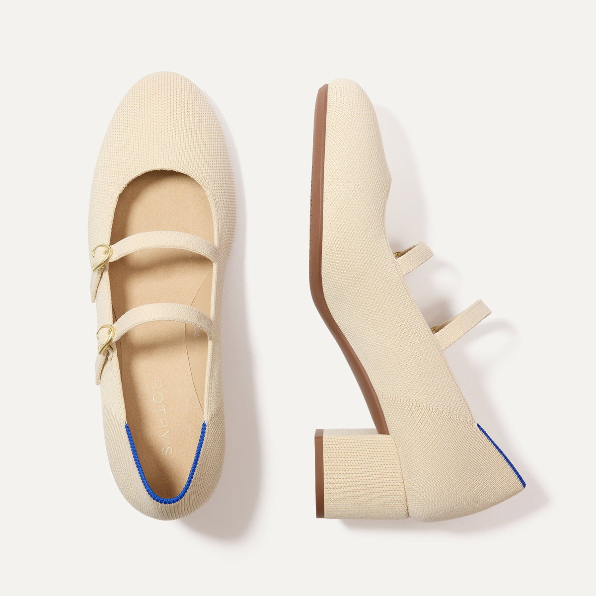Rothys The Double Buckle Mary Jane Heel in Conch