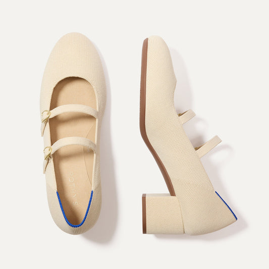 Rothys The Double Buckle Mary Jane Heel in Conch
