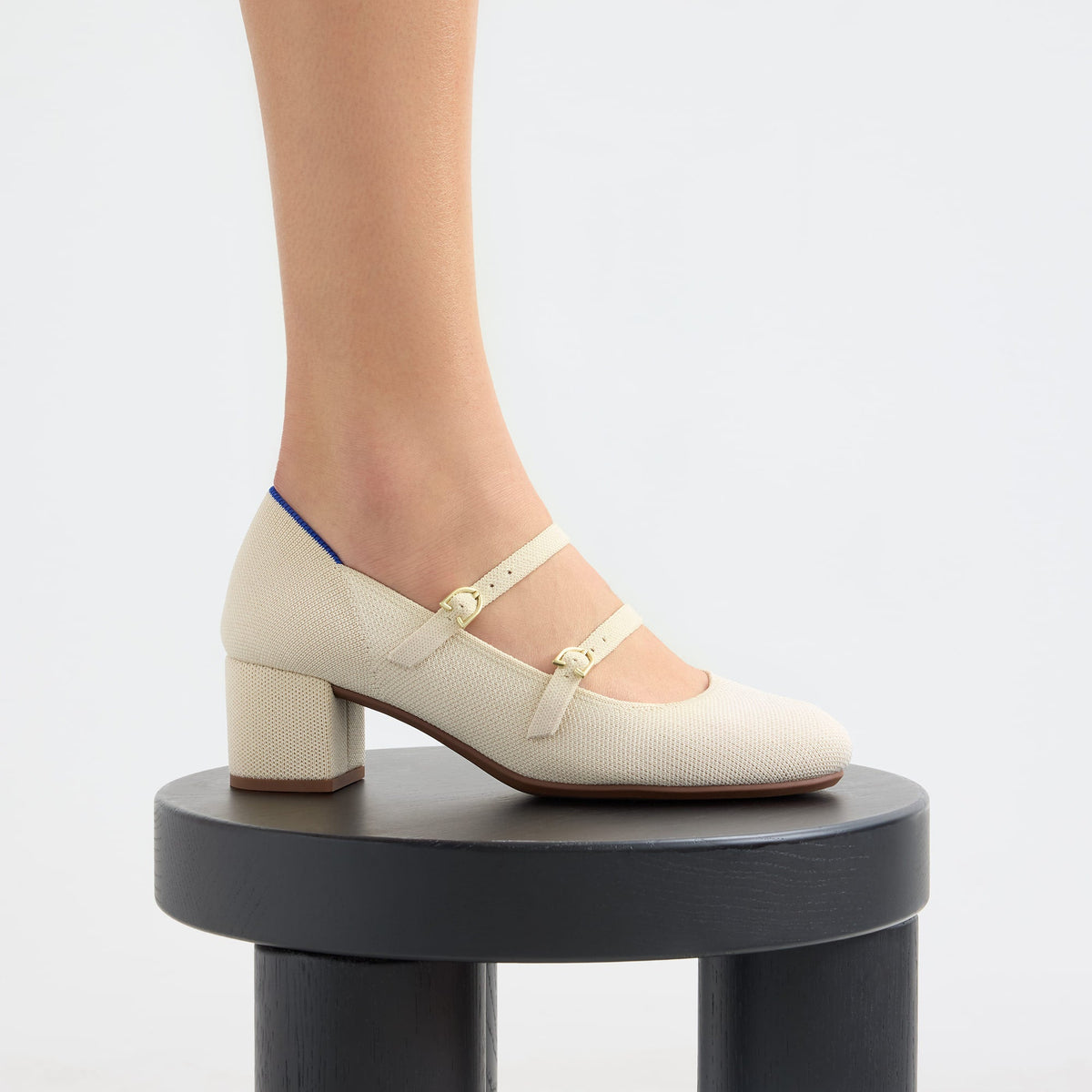 Rothys The Double Buckle Mary Jane Heel in Conch