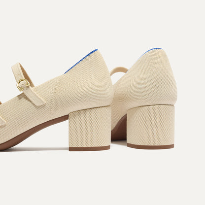Rothys The Double Buckle Mary Jane Heel in Conch