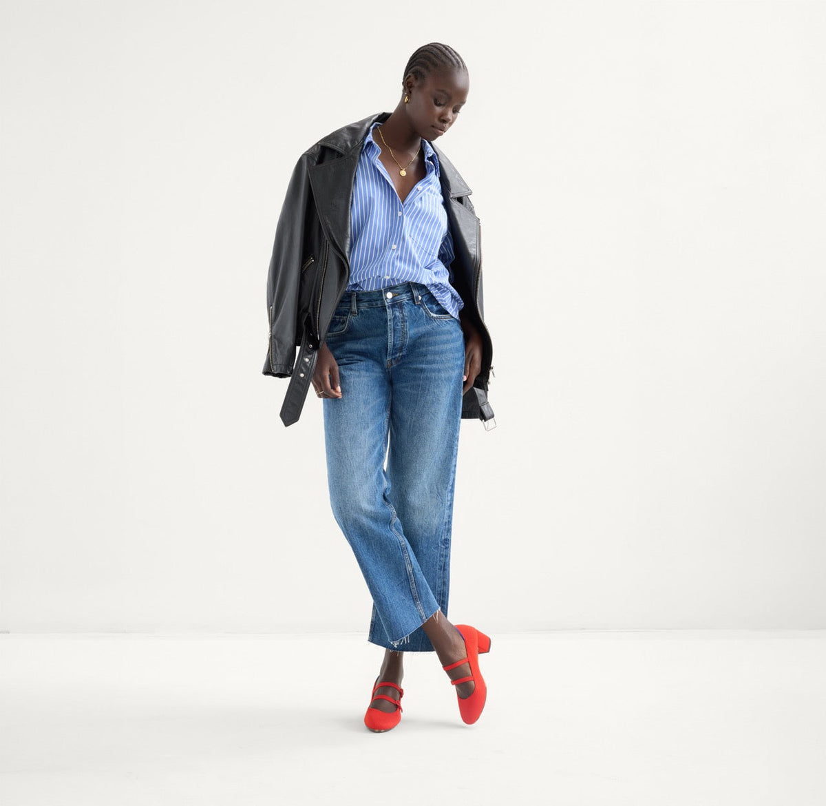 Rothys The Double Buckle Mary Jane Heel in Bright Red