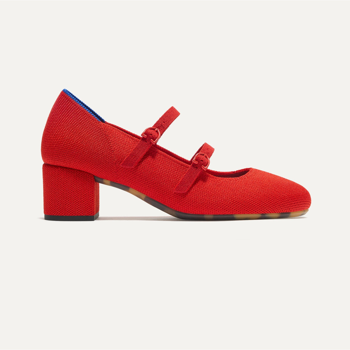 Rothys The Double Buckle Mary Jane Heel in Bright Red