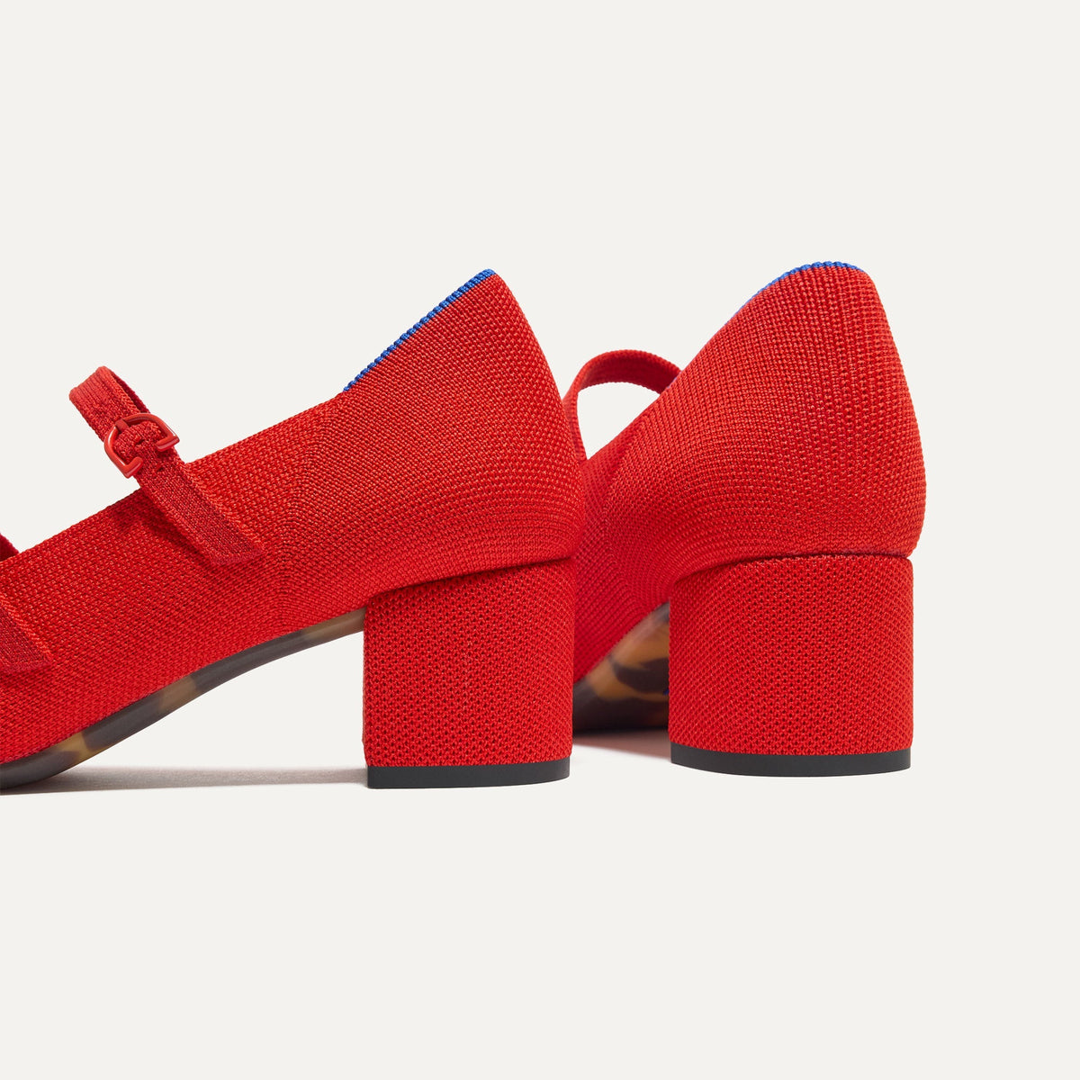 Rothys The Double Buckle Mary Jane Heel in Bright Red