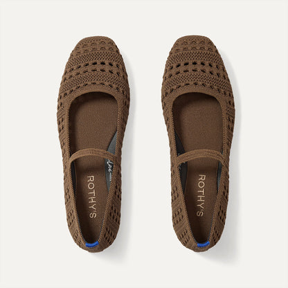 Rothys The Max Square Mary Jane in Cinnamon Crochet