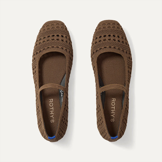 Rothys The Max Square Mary Jane in Cinnamon Crochet